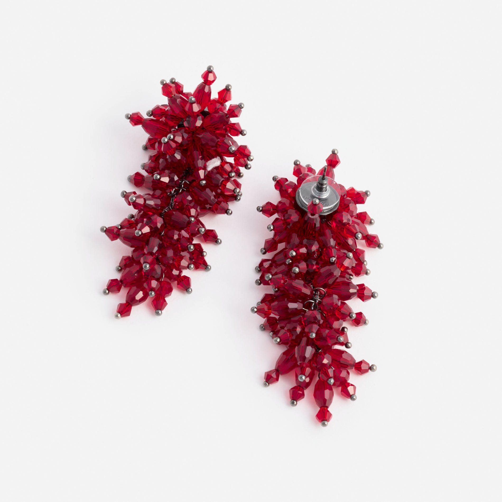Red Beaded Dangle Earring