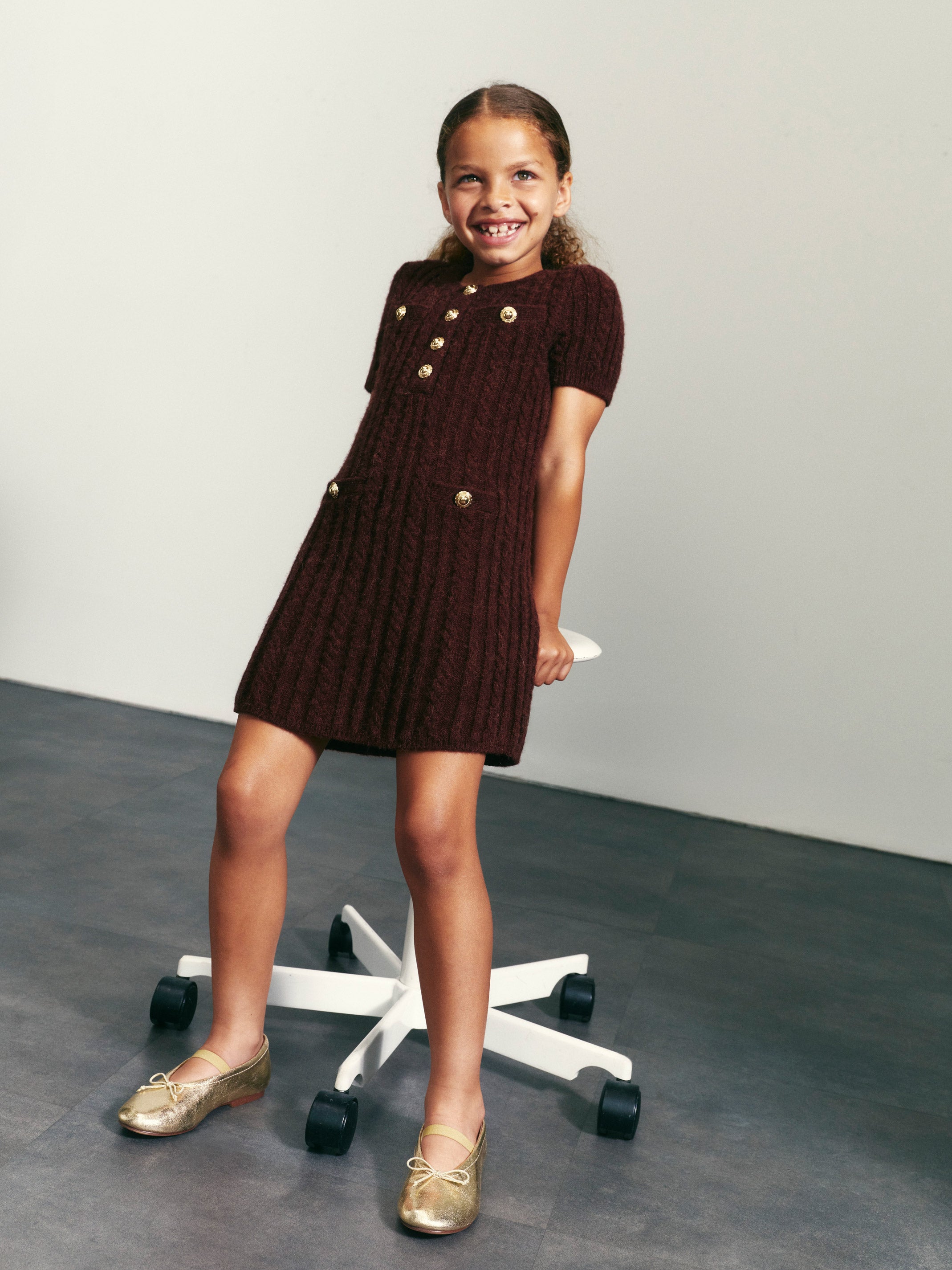 Brown Alpaca Knit Dress – self-portrait