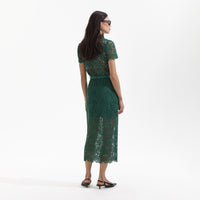 Green Guipure Lace Top