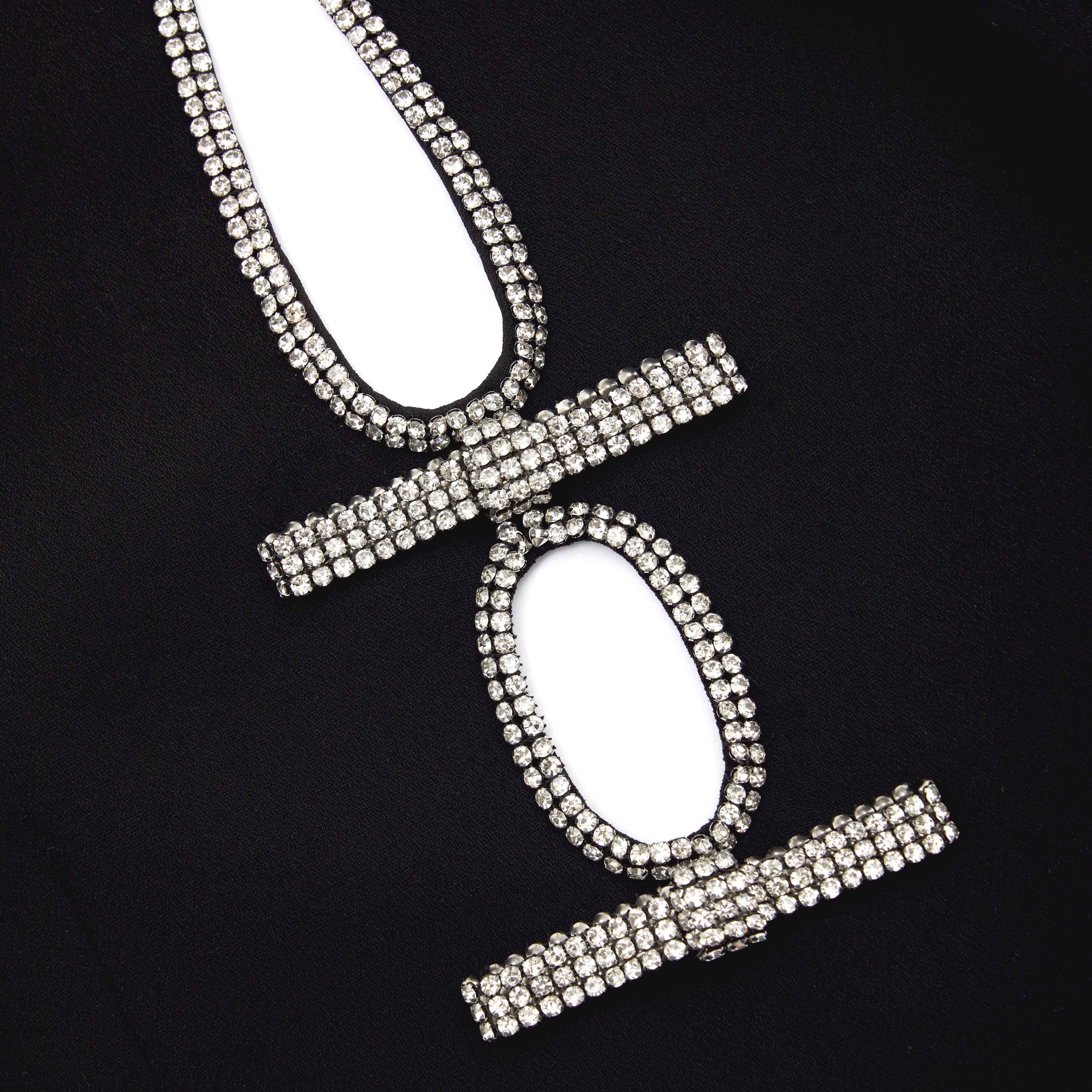 Black Crepe Diamante Bow Midi Dress