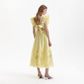 Yellow Cotton Ruffle Midi Dress