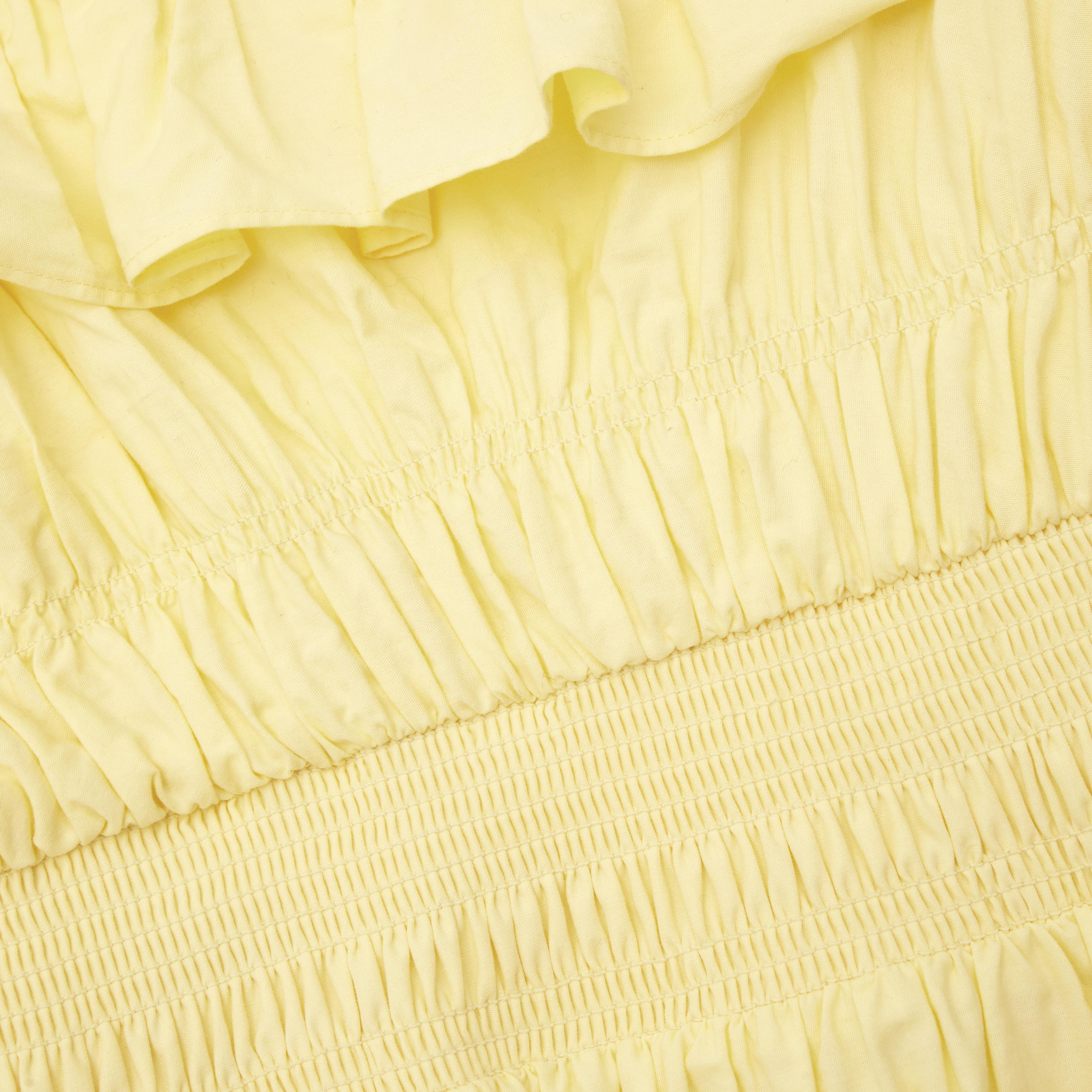 Yellow Cotton Ruffle Midi Dress