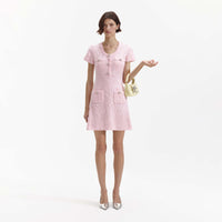 Pink Sequin Knit Mini Dress