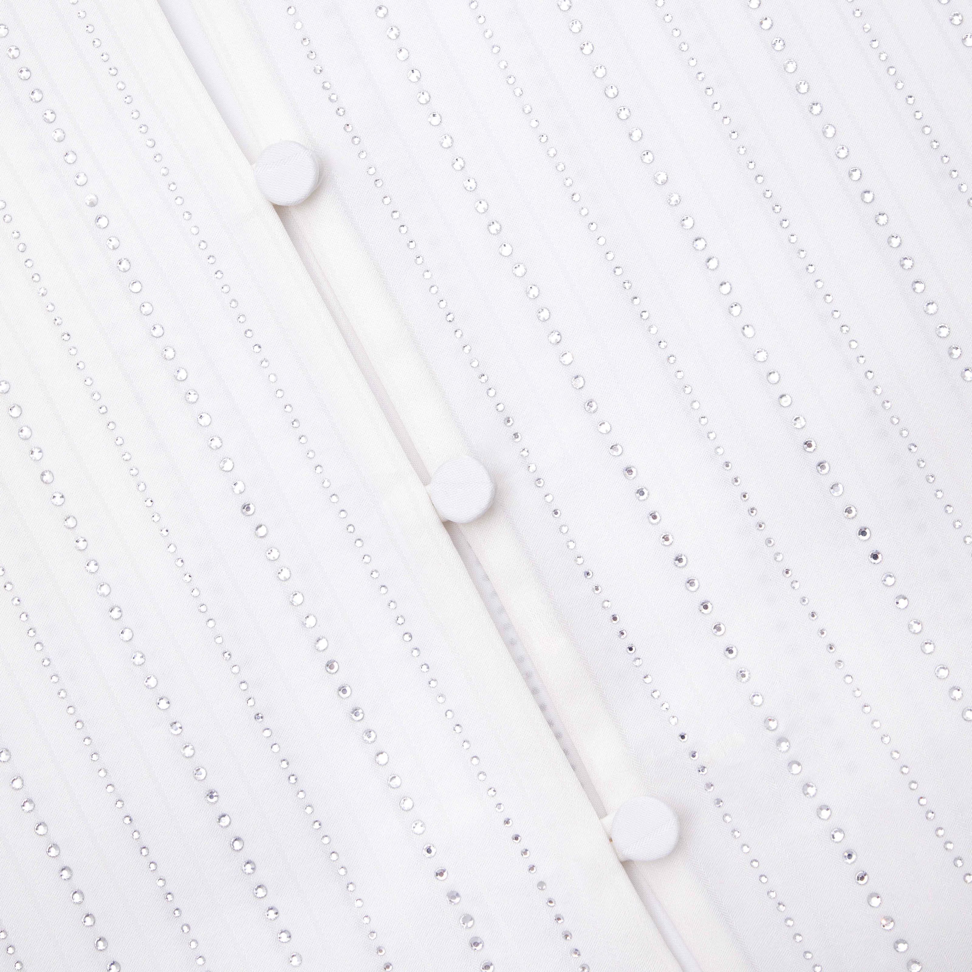 White Rhinestone Stripe Shirt