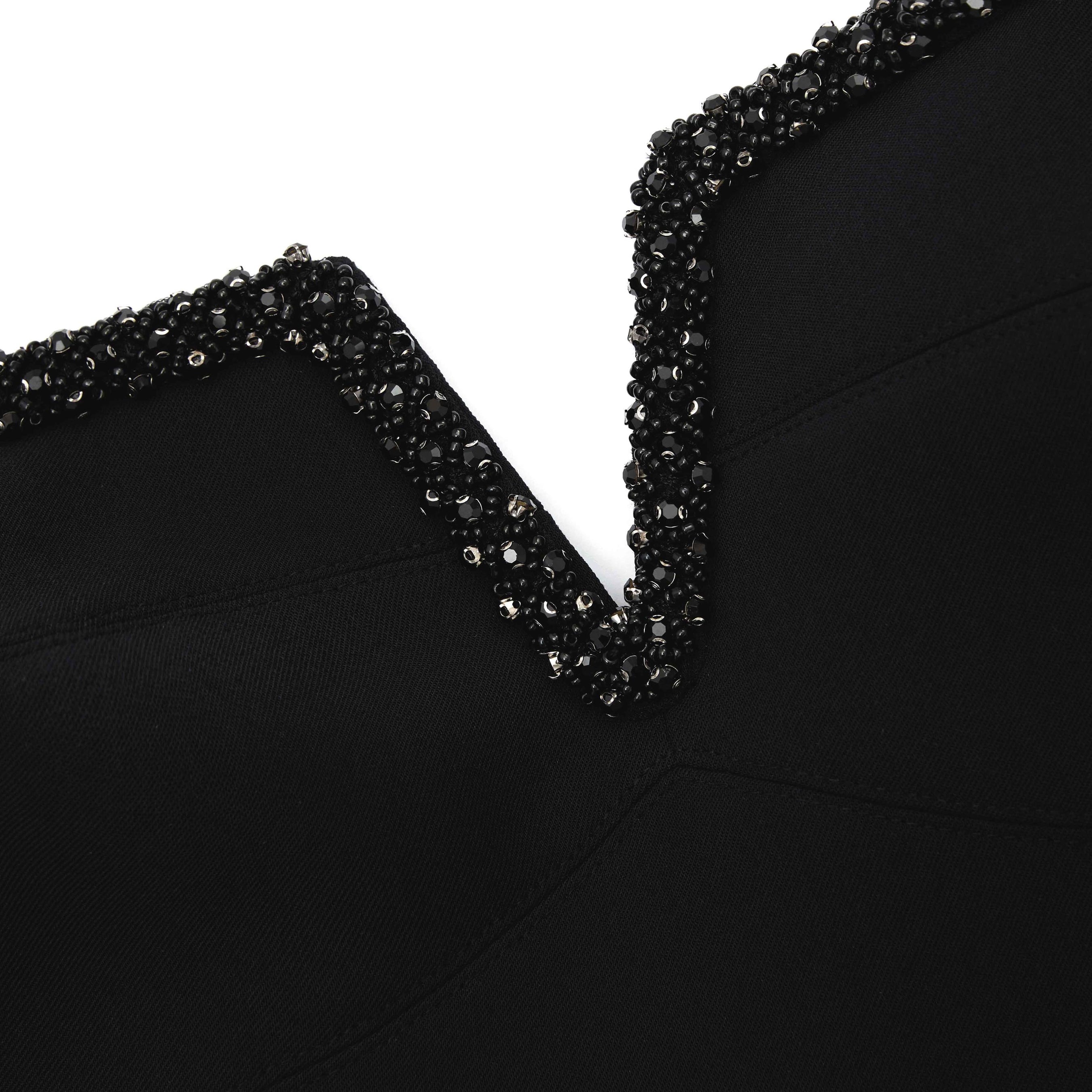 Black Bonded Crepe Long Sleeve Mini Dress