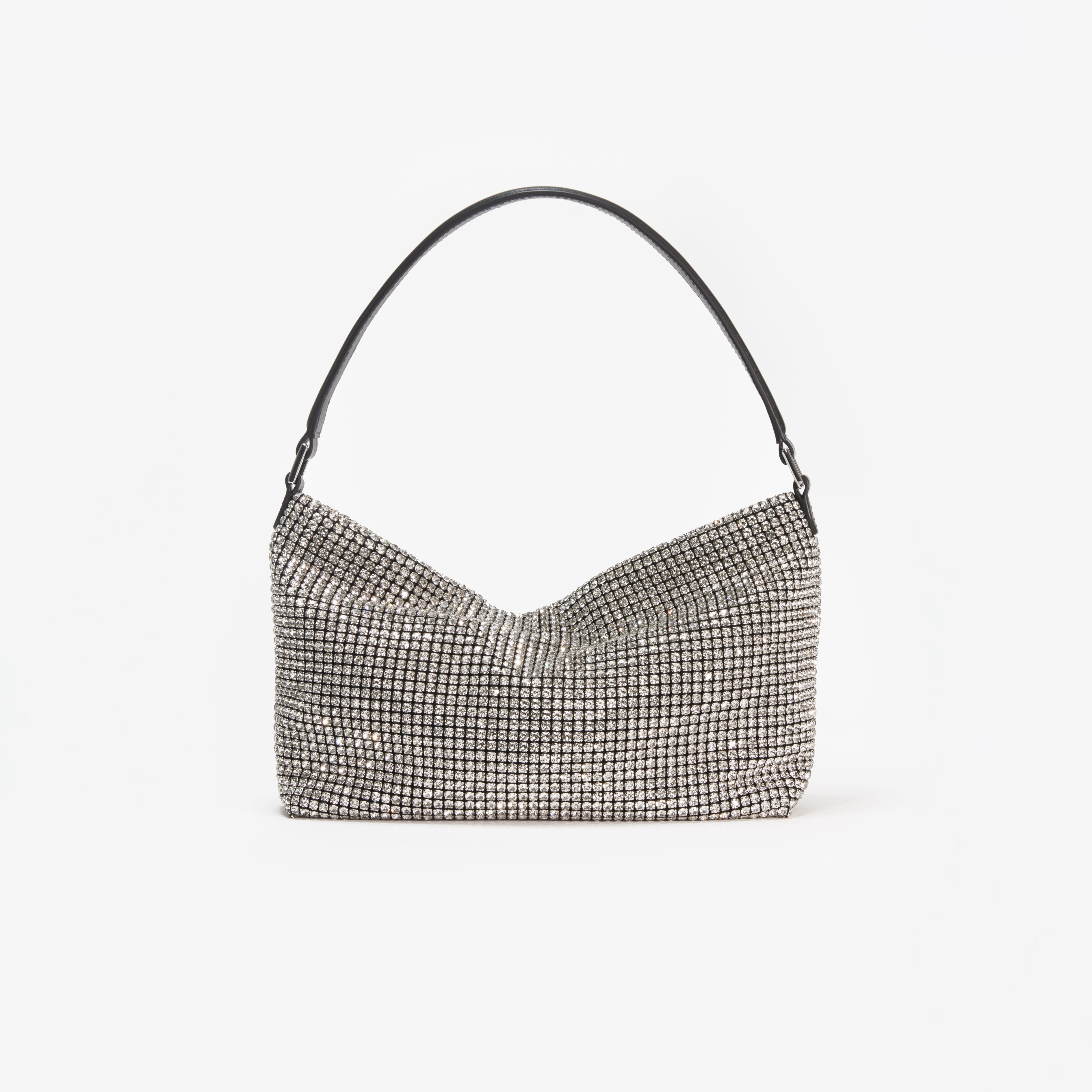 Silver Diamante Medium Hobo Bag
