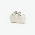 Cream Boucle Bow Clutch