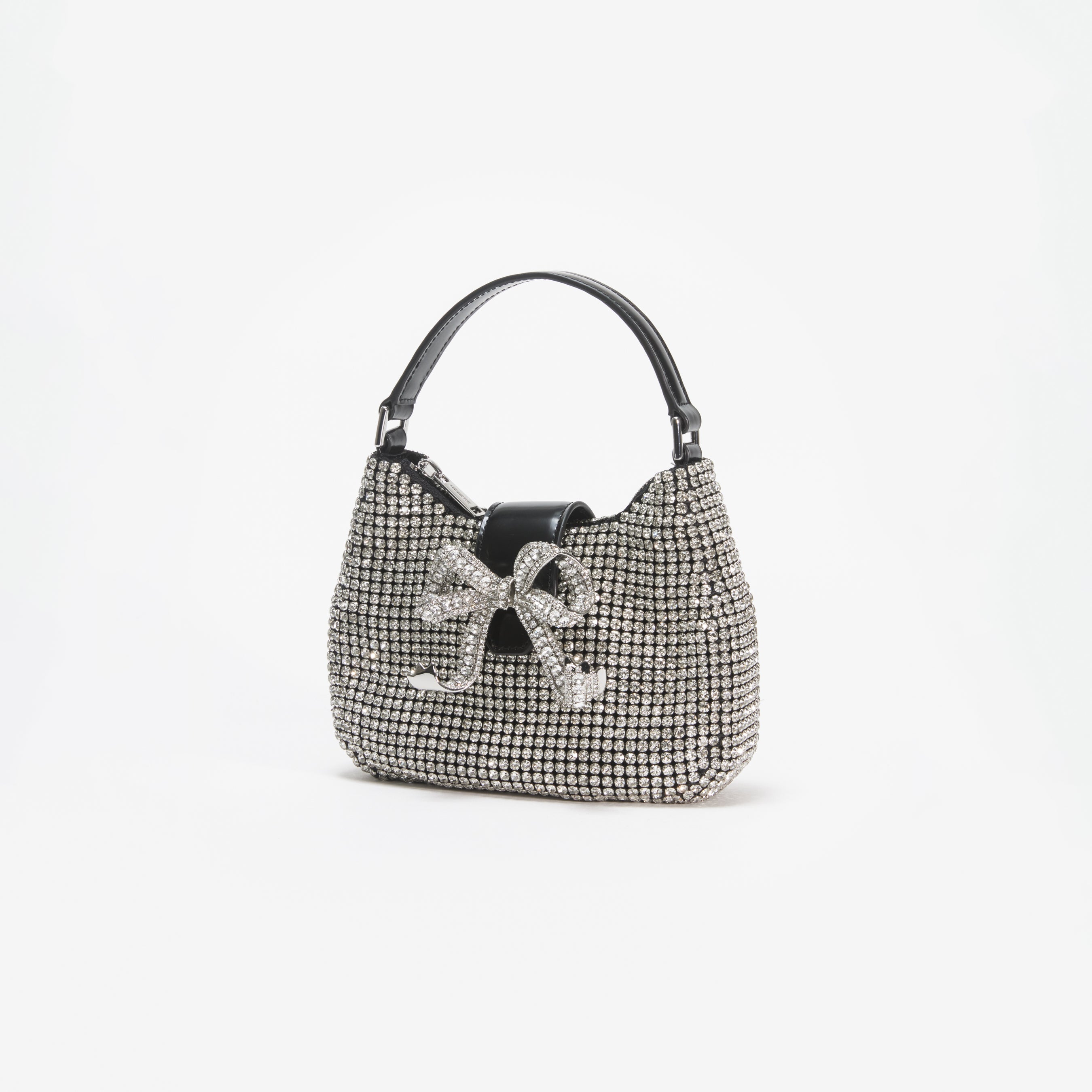 Silver Diamante Crescent Bow Bag