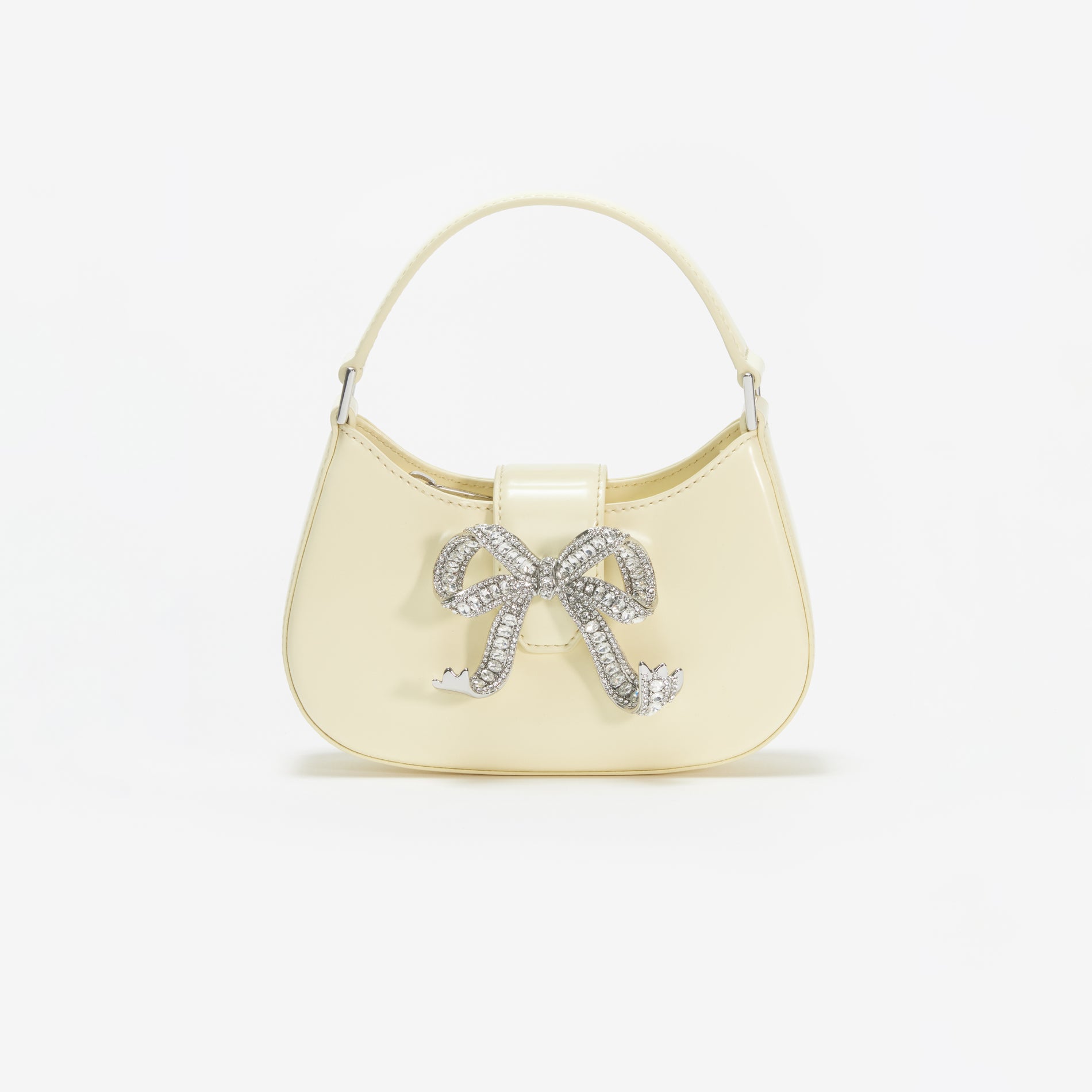 Yellow Leather Crescent Bow Bag