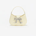 Yellow Leather Crescent Bow Bag