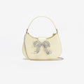 Yellow Leather Crescent Bow Bag