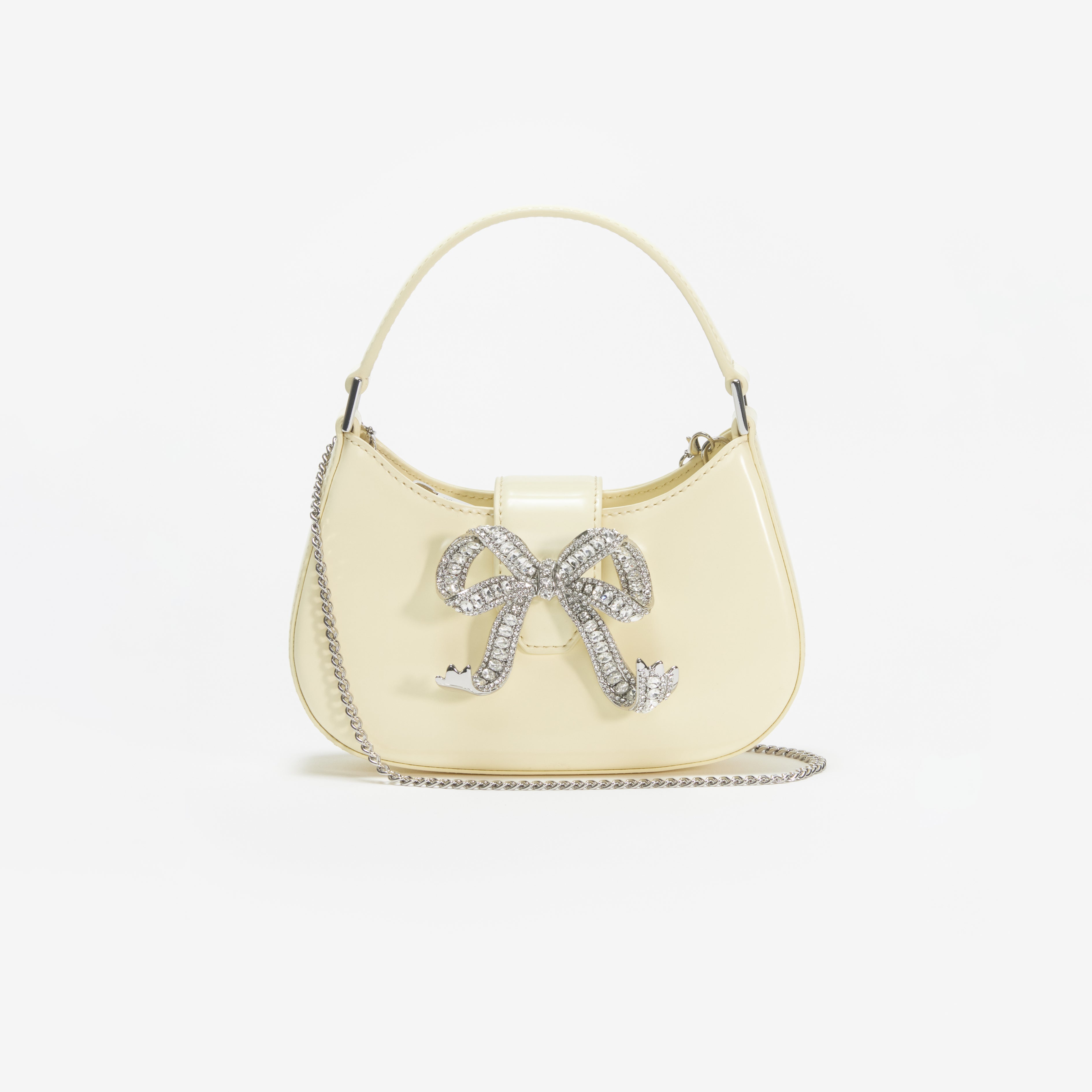Yellow Leather Crescent Bow Bag