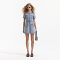 Light Blue Denim Buttoned Mini Dress