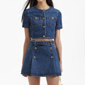 Denim Short Sleeve Crop Top