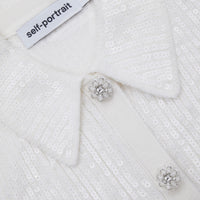 Cream Sequin Knit Collar Top