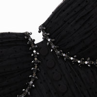 Black Dot Mesh Tier Midi Dress