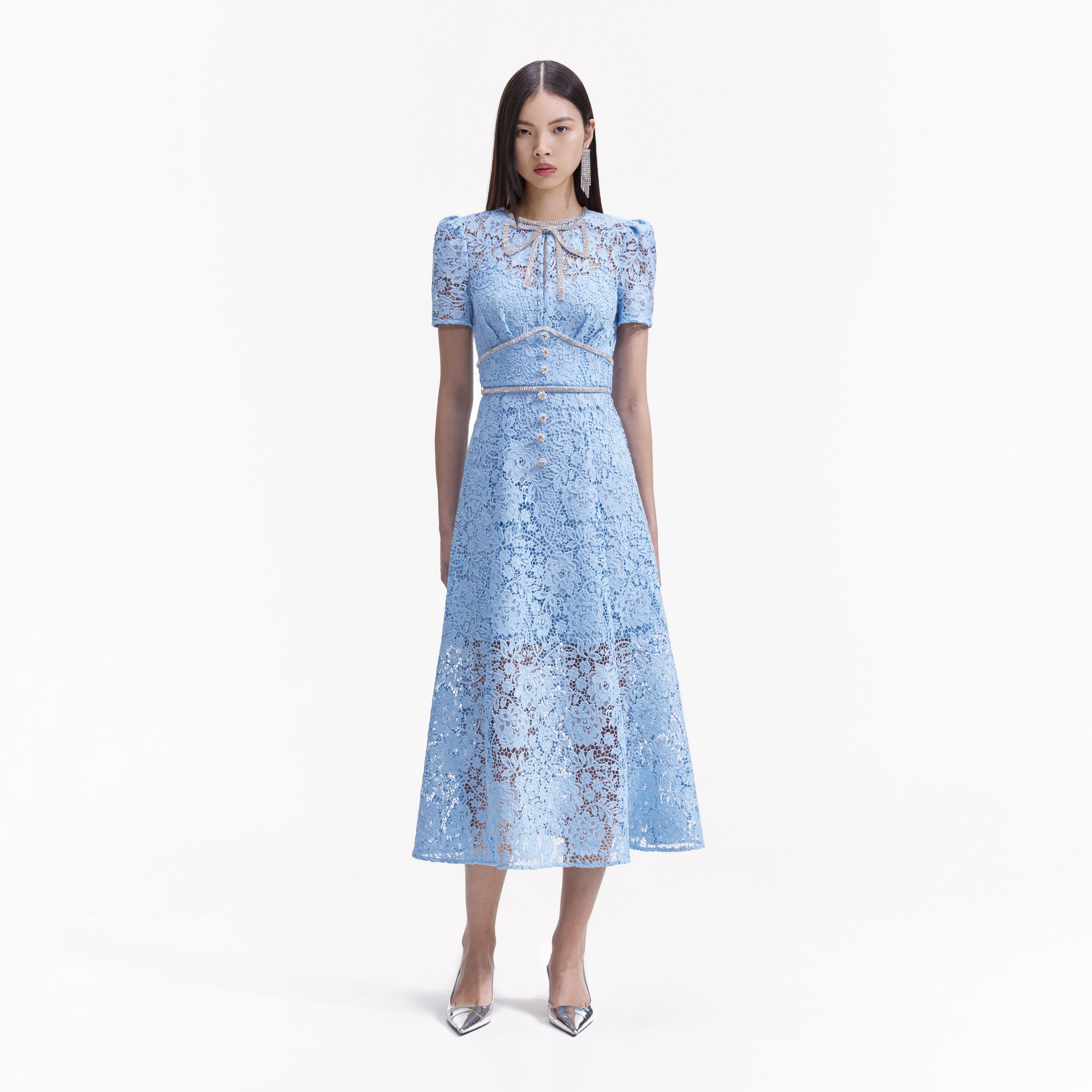 One Wish Royal Blue Lace Midi Dress