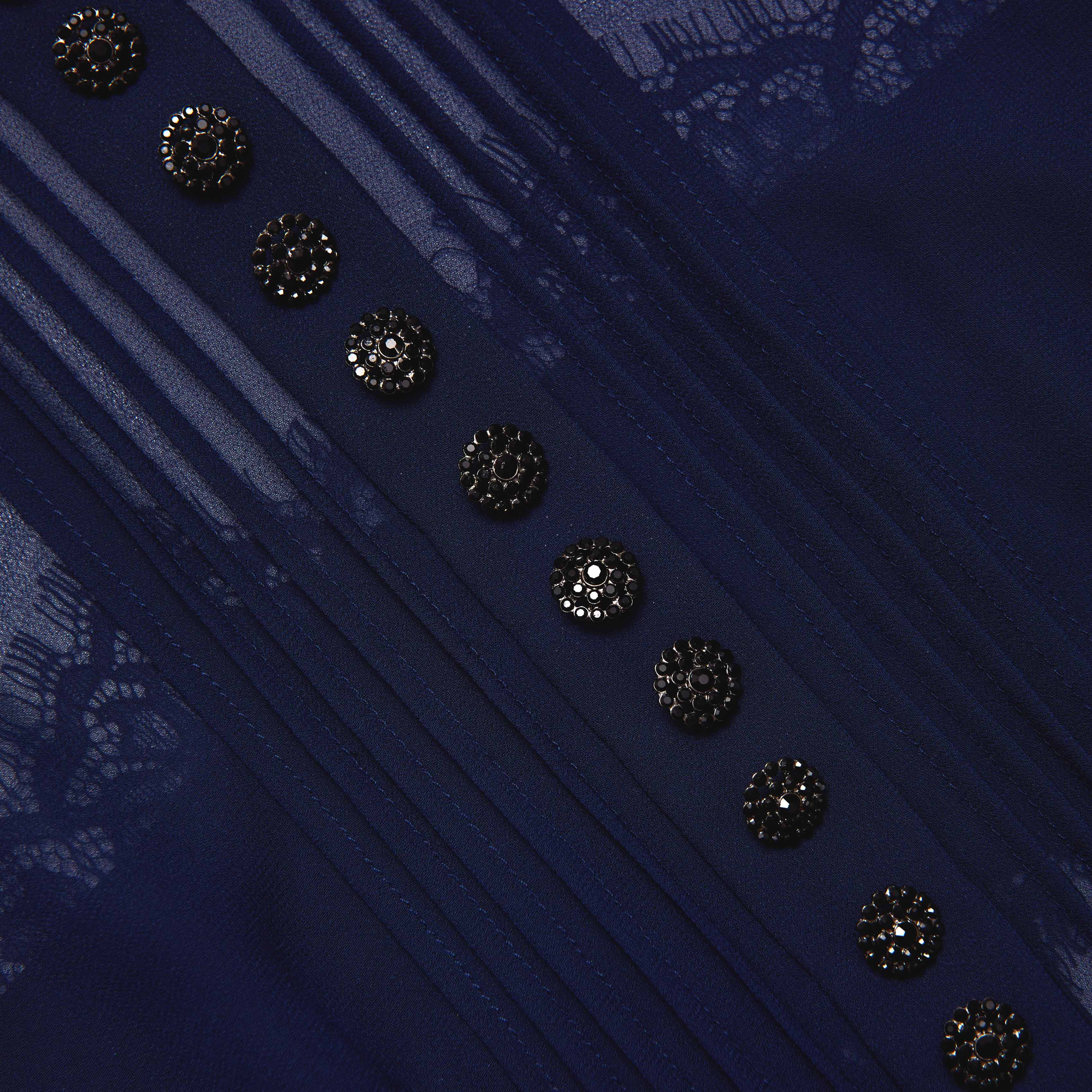 네이비 쉬폰 러플 미니 드레스