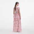 Pink Embellished Tulle Maxi Dress