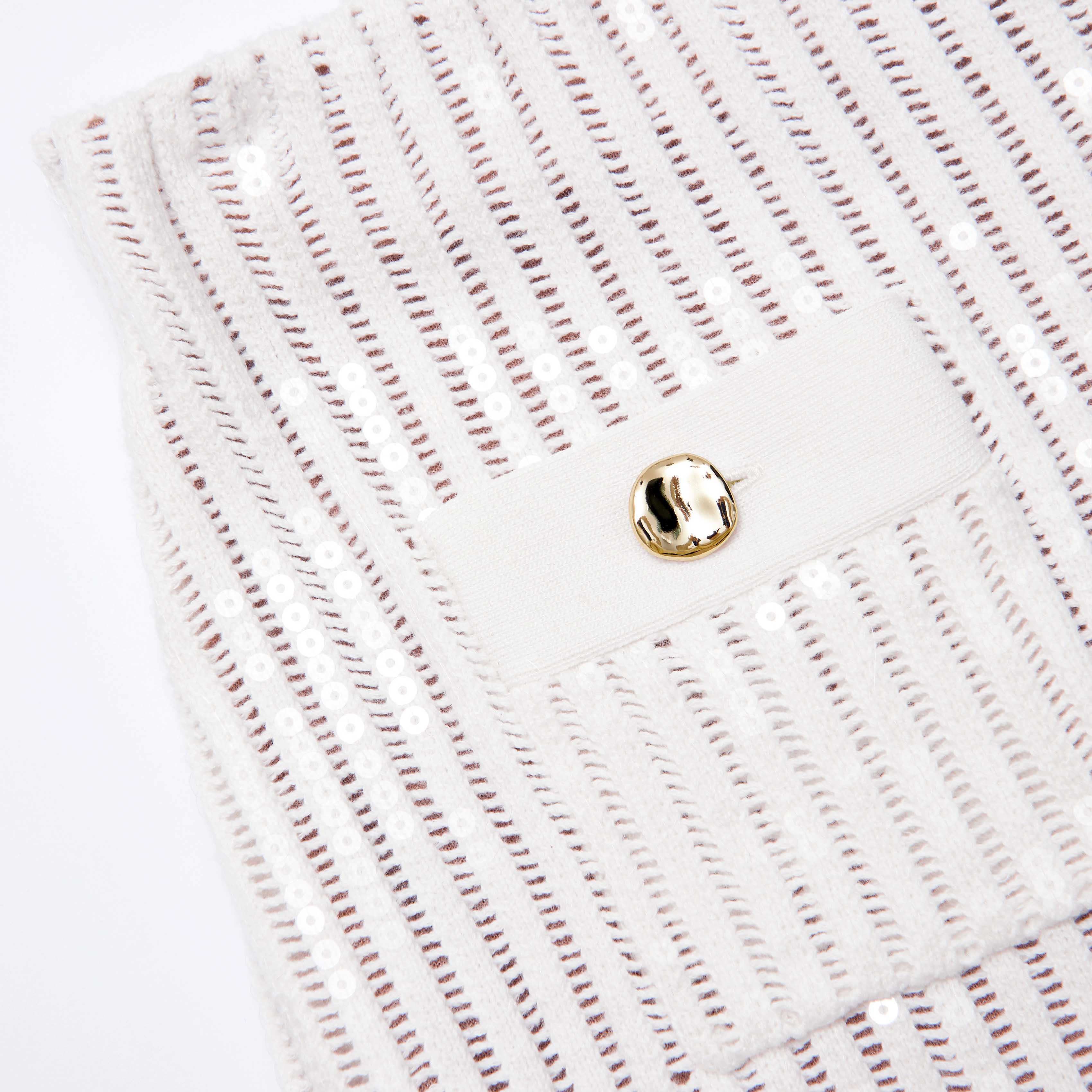 화이트 스팽글 크로셰 미니 스커트