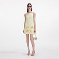 Yellow Crepe Flower Mini Dress