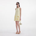 Yellow Crepe Flower Mini Dress