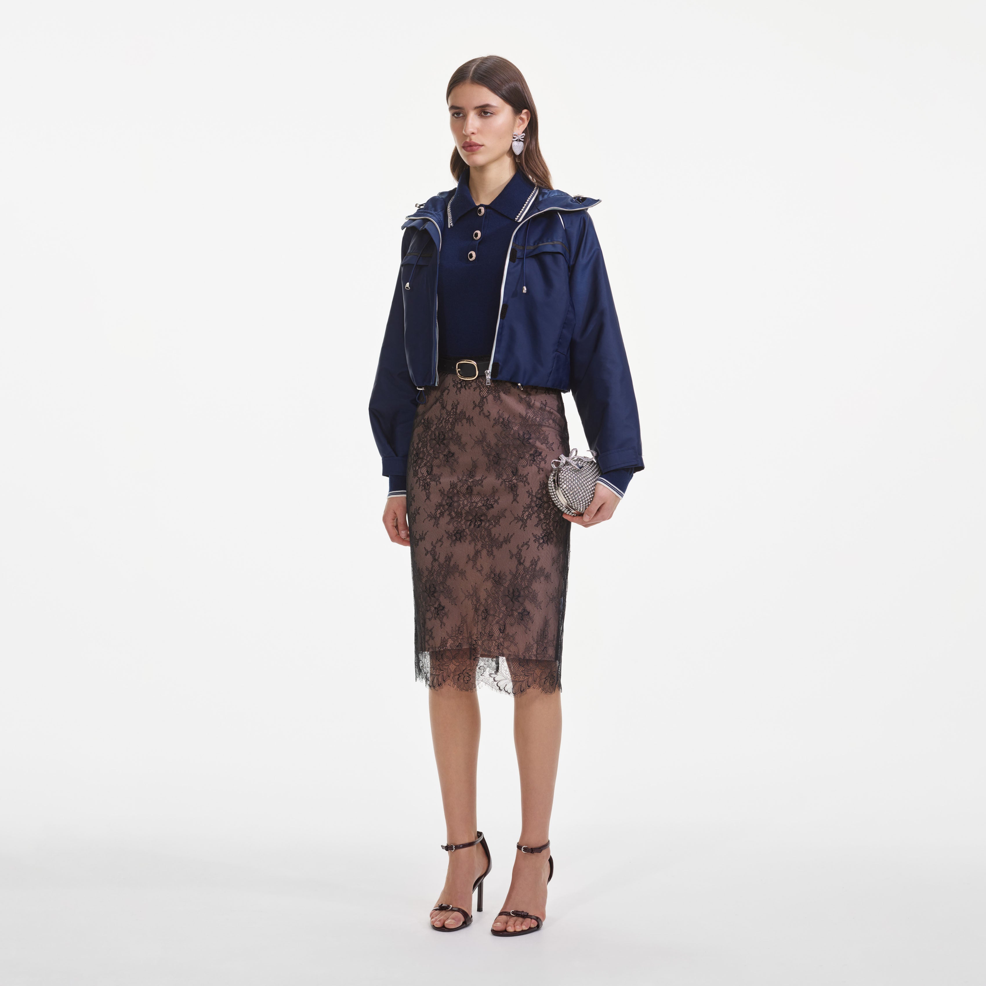 Cream Crepe 3D Sequin Jacket – self-portrait