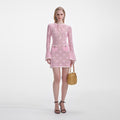 핑크 리본 크로셰 미니 드레스