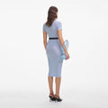 Blue Viscose Knit Short Sleeve Top