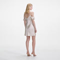 Champagne Flower Satin Mini Dress