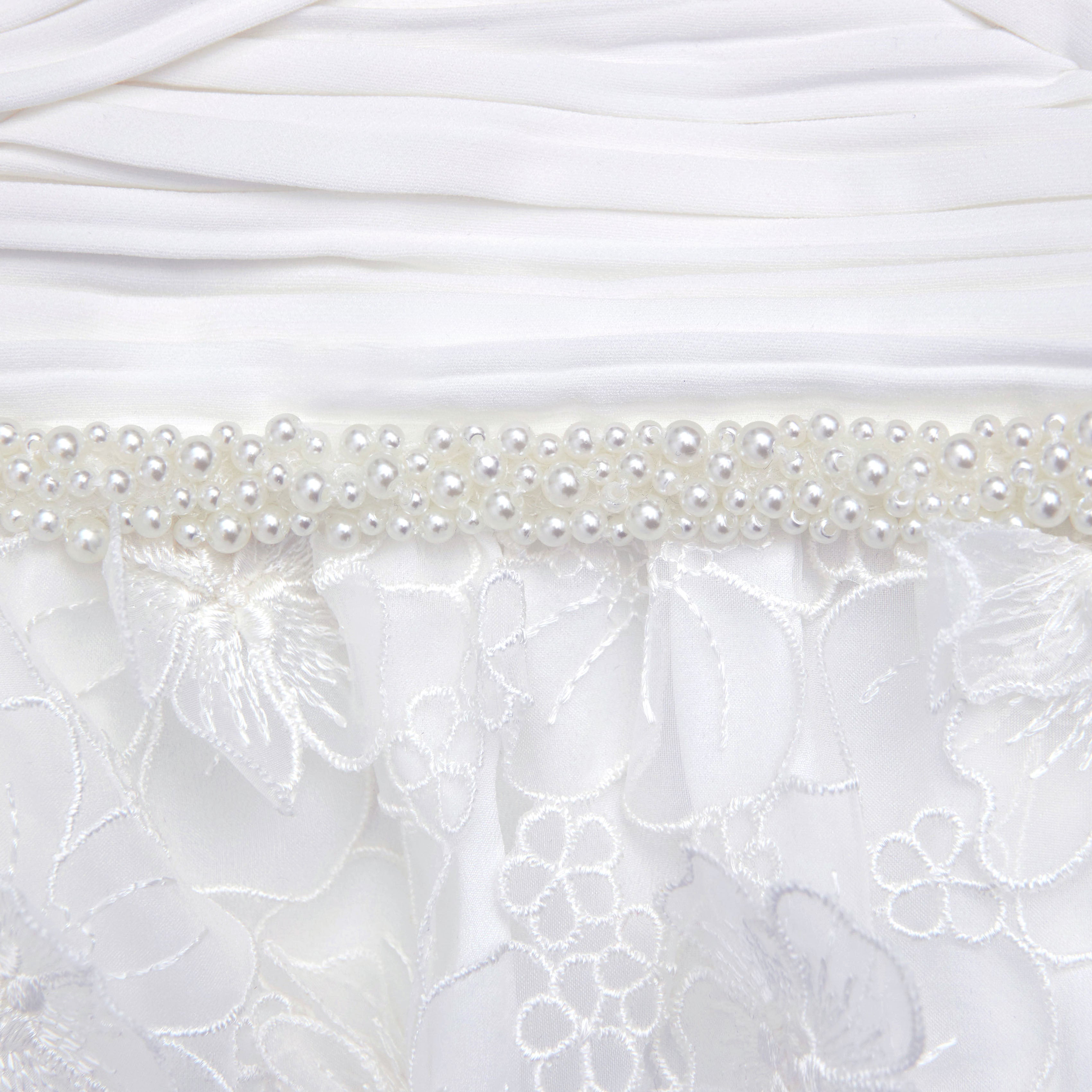 화이트 오간자 리본 미니 드레스