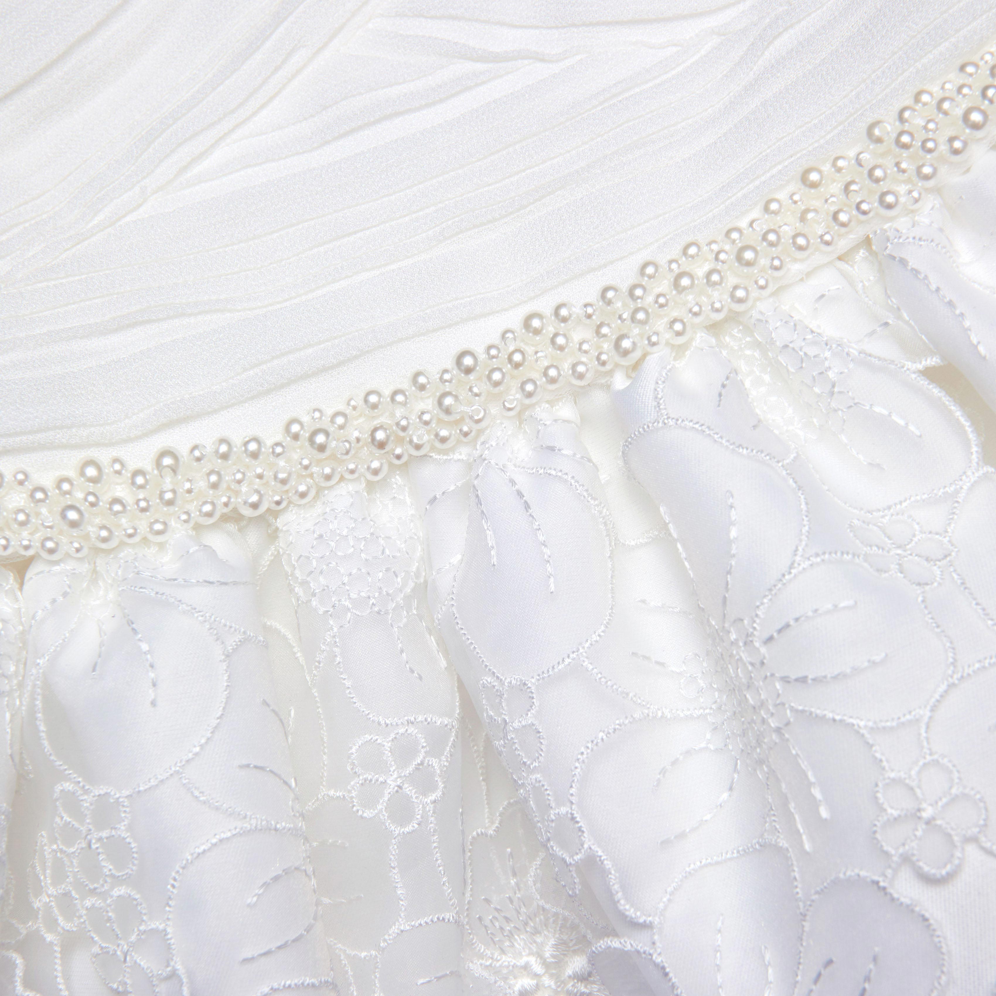 화이트 오간자 반도 미디 드레스