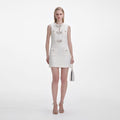 Cream Boucle Bow Mini Dress