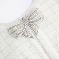 Cream Boucle Bow Mini Dress