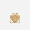Gold Crystal Heart Clutch