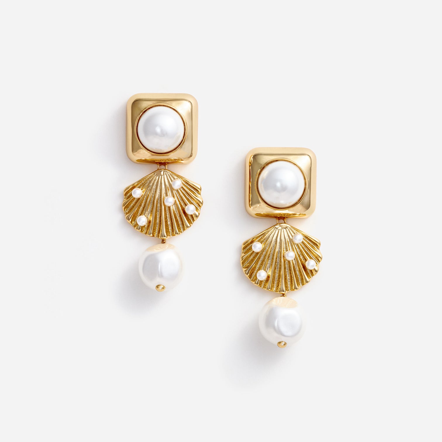 'Mottled Gold Pearl Tiered' earrings Jewelry