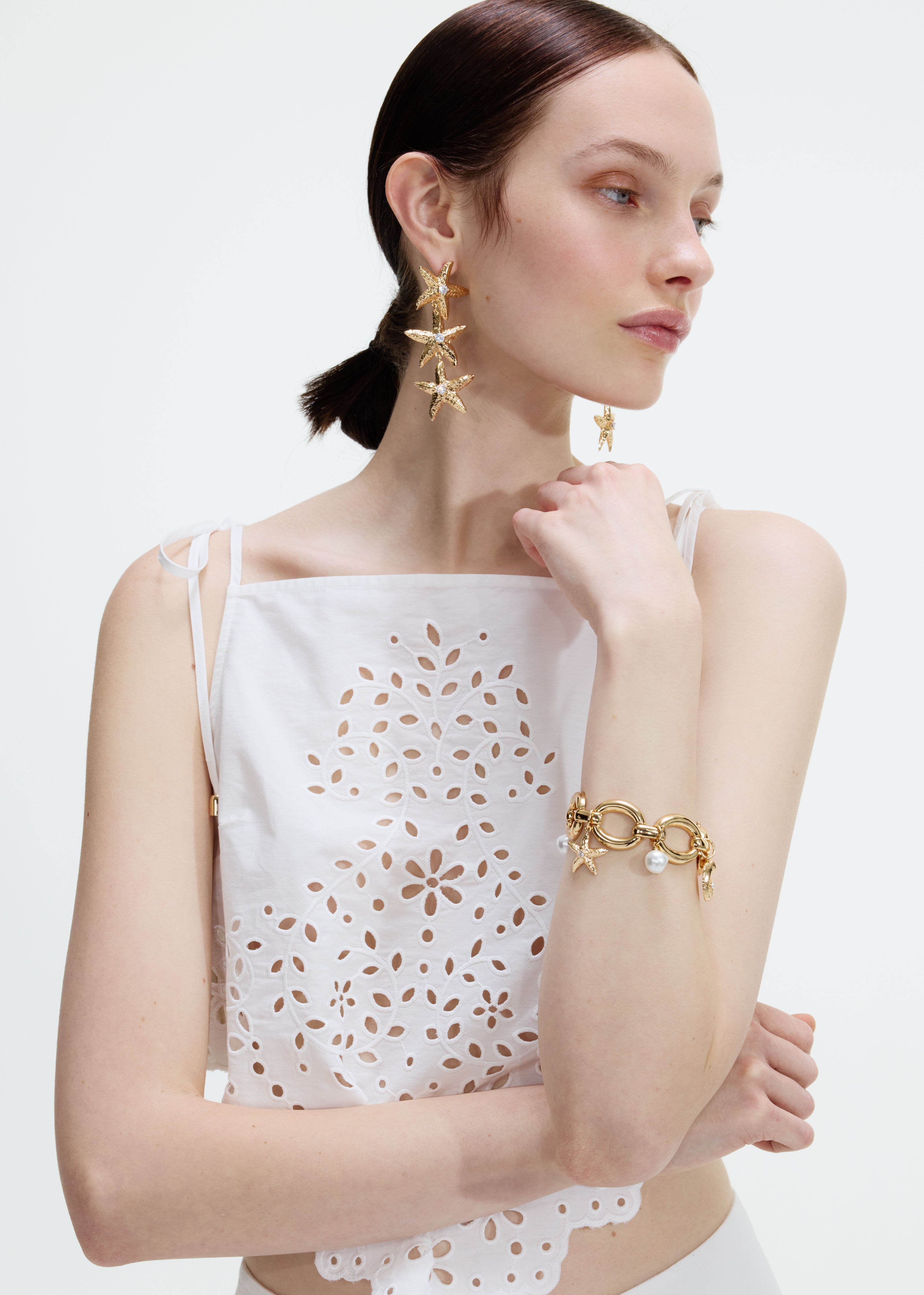 골드 진주 조개 매력 팔찌