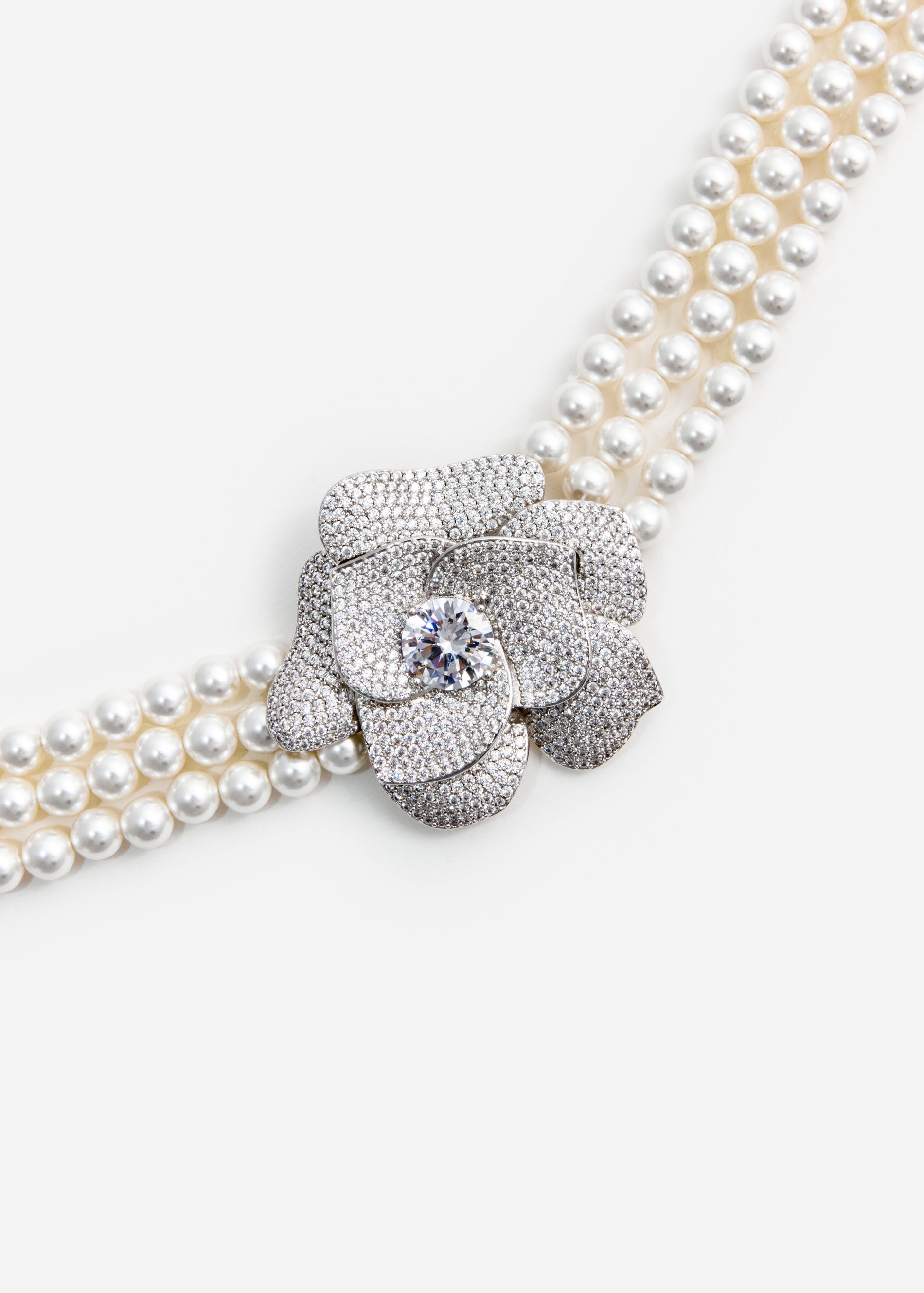 A photo of the Crystal Flower Pearl Choker