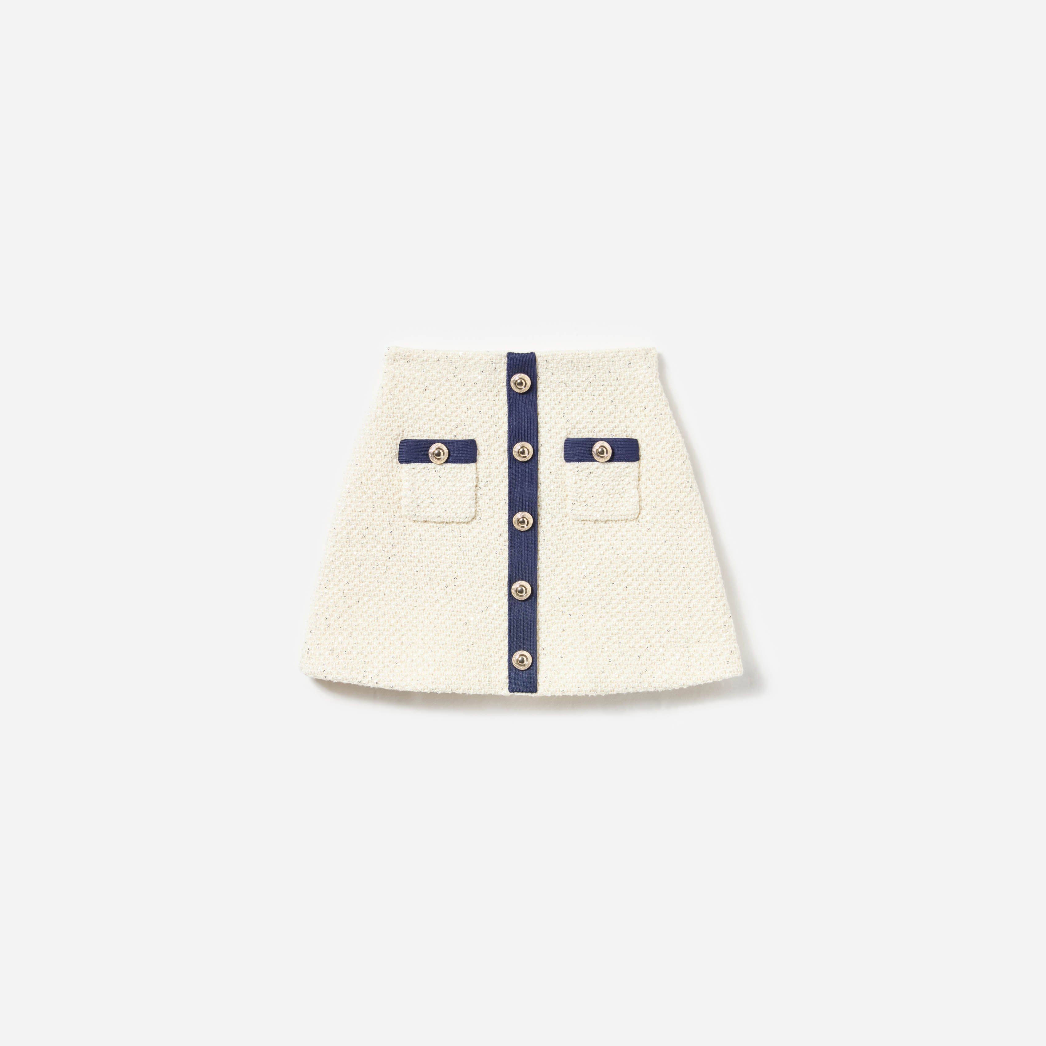 크림 시퀸 ​​니트 스커트