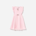 Pink Chiffon Pleated Bow Dress