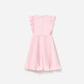 Pink Chiffon Pleated Bow Dress