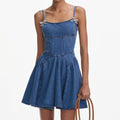 가벼운 데님 플레어 미니 드레스