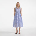 Blue Lace Sleeveless Midi Dress