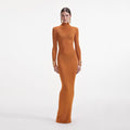 Burnt Orange Viscose Knit Maxi Dress