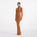 Burnt Orange Viscose Knit Maxi Dress