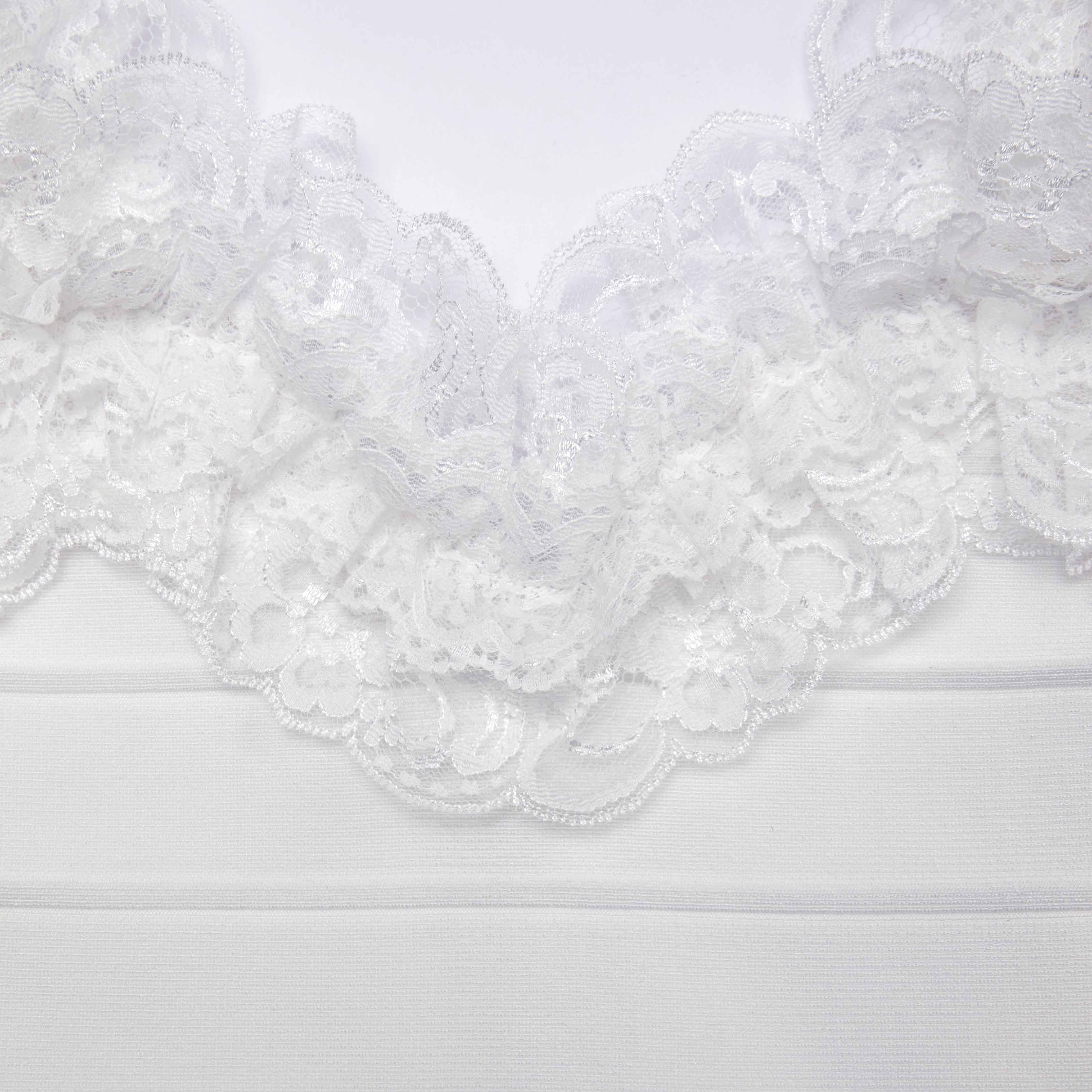 화이트 니트 러플 미니 드레스