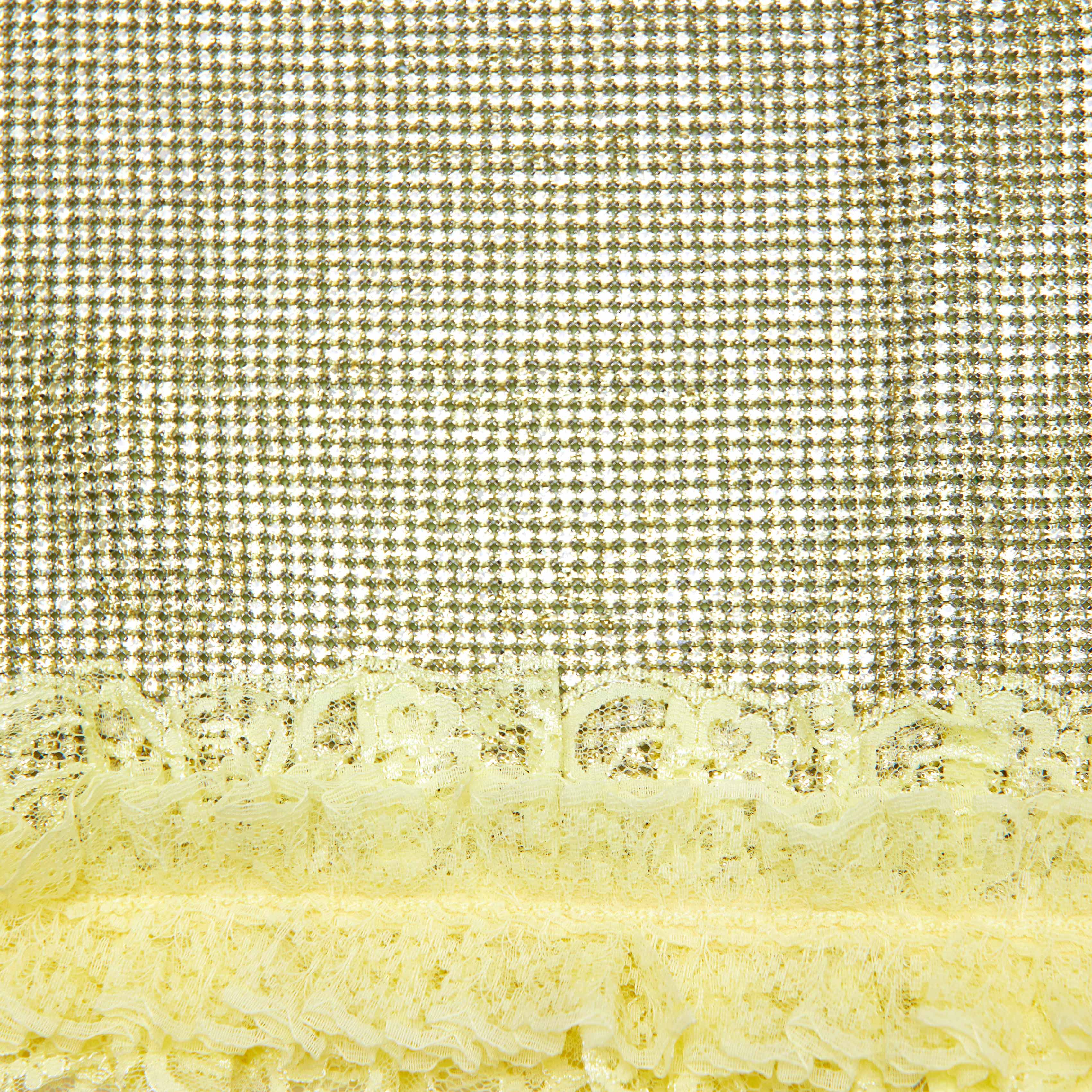 Yellow Crystal Chainmail Mini Skirt