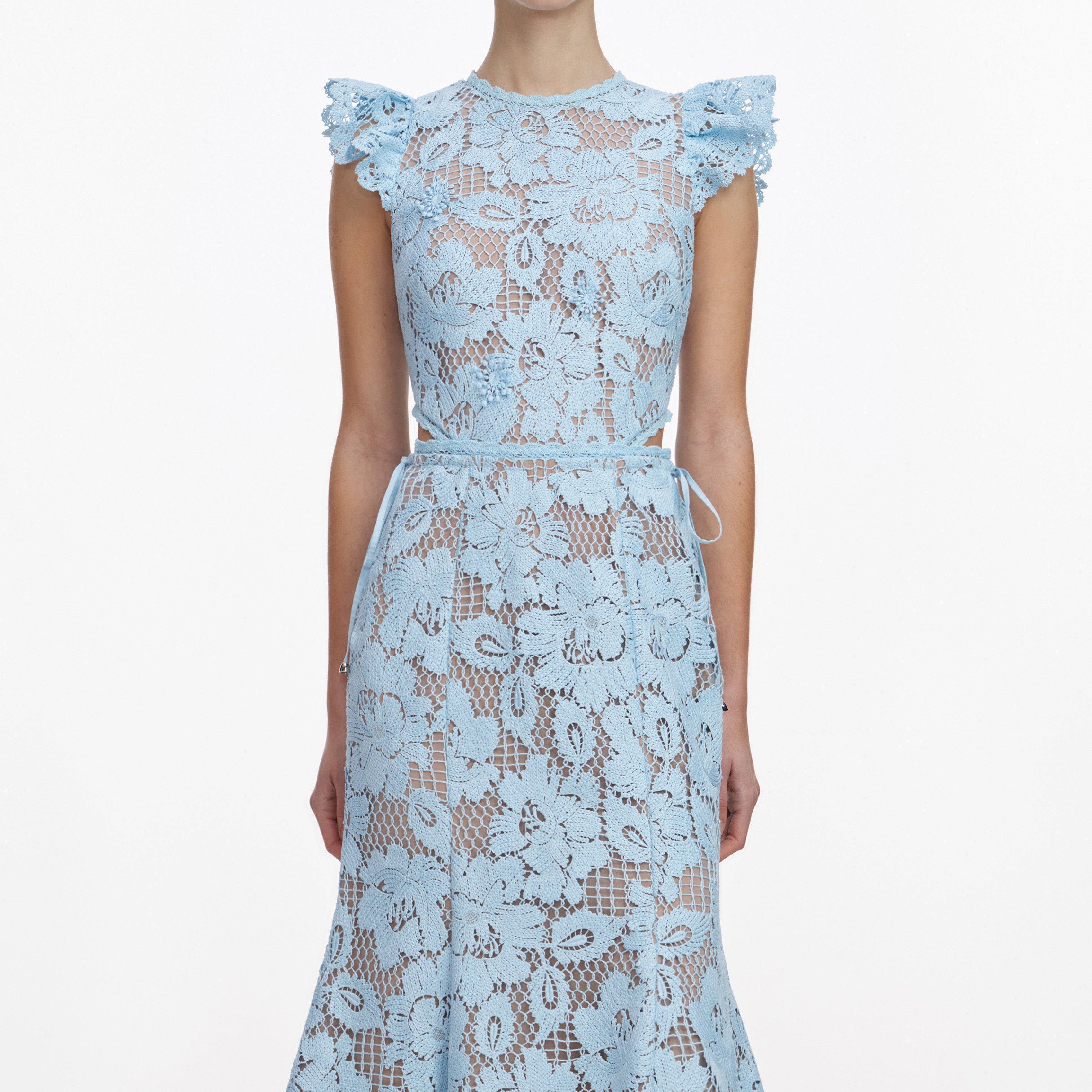 Blue Crochet Lace Midi Dress – self-portrait