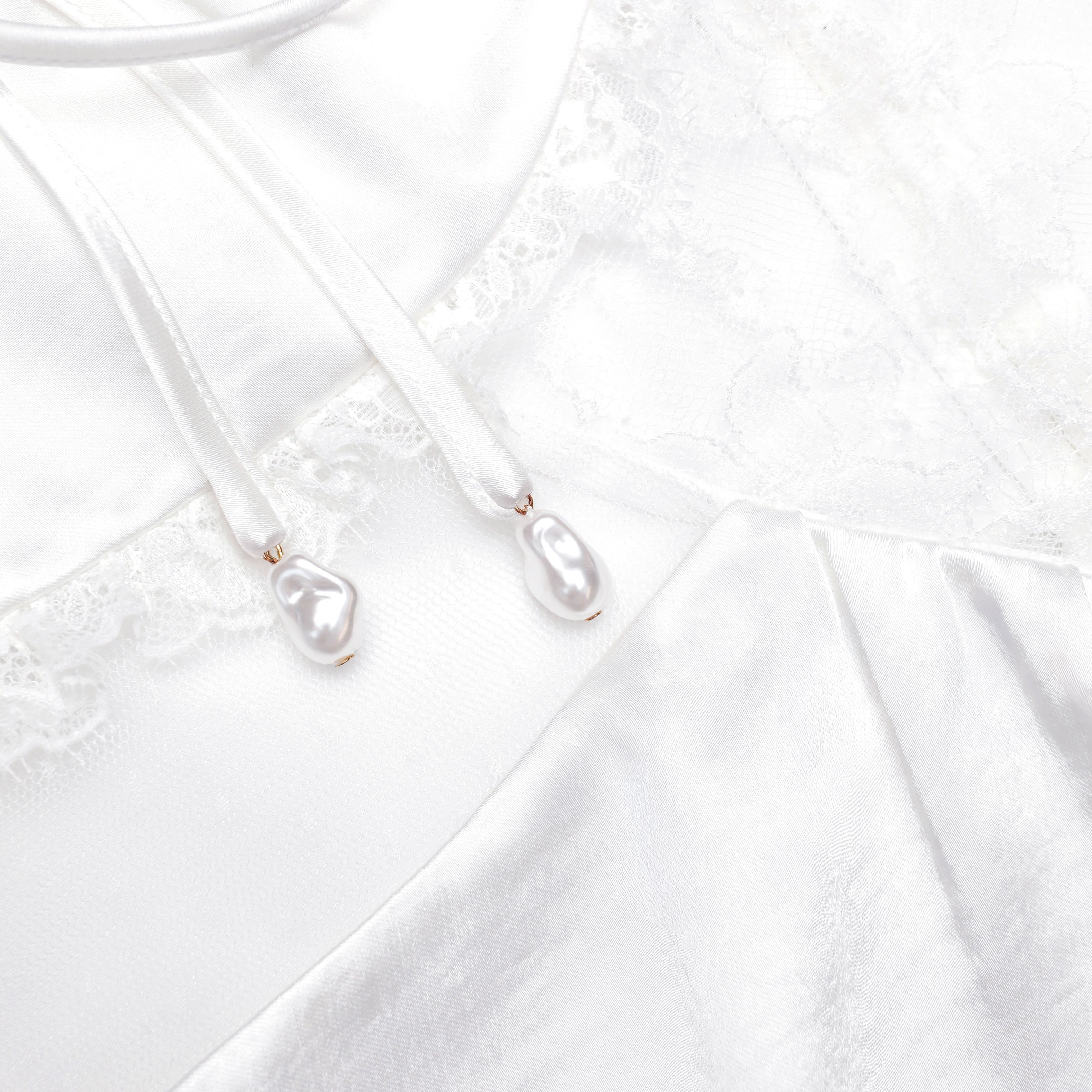 White Satin Lace Top