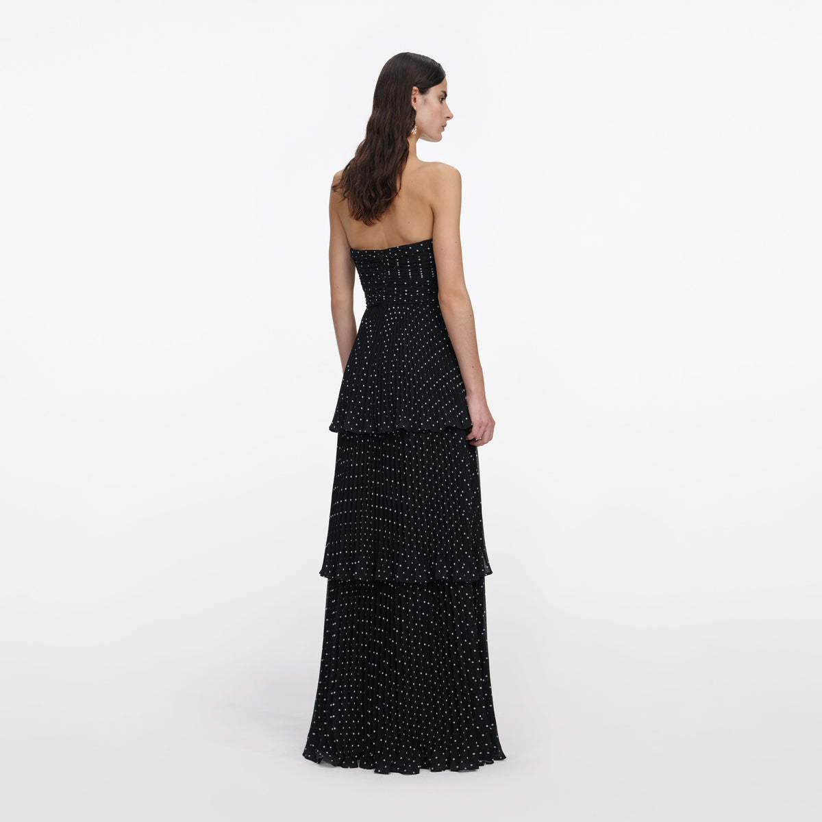 Black Polka Dot Tiered Maxi Dress – self-portrait